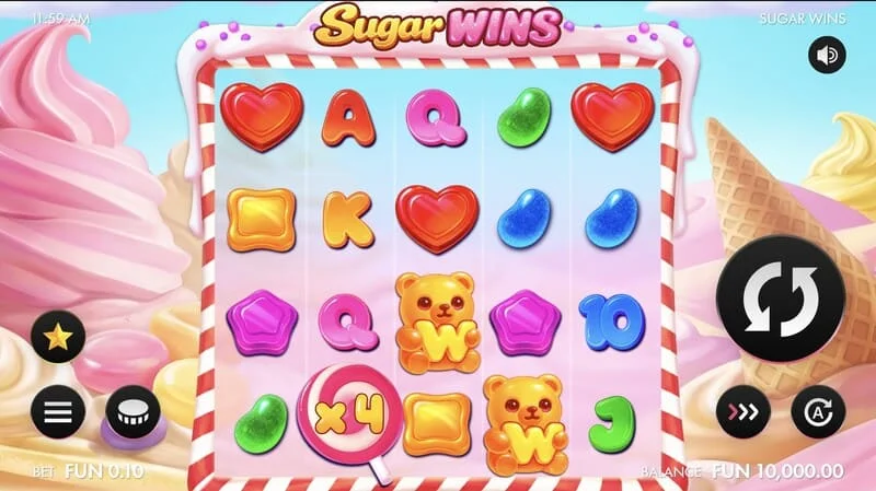 Sugar Wins - màn hình chơi game với cuộn 5x4